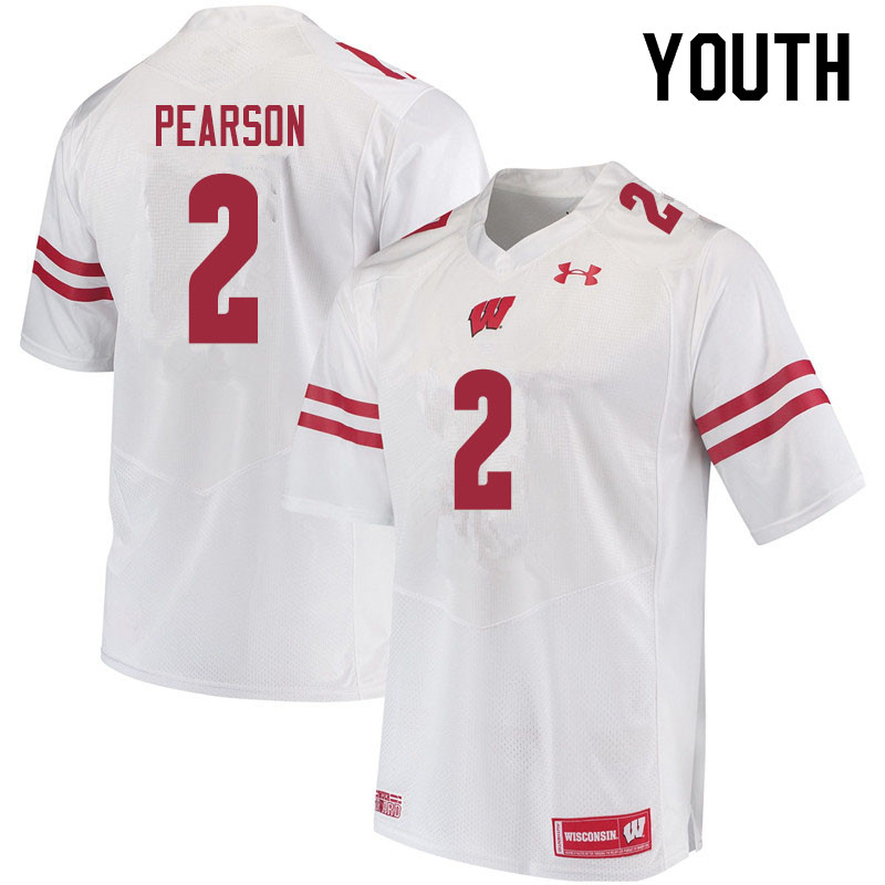 Youth #2 Reggie Pearson Wisconsin Badgers College Football Jerseys Sale-White - Click Image to Close